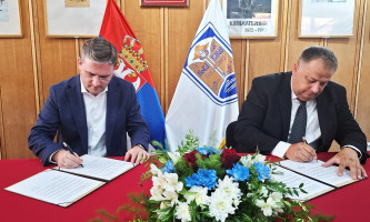 Потписивање уговора- Никола Селаковић и Бранко Бјелић 